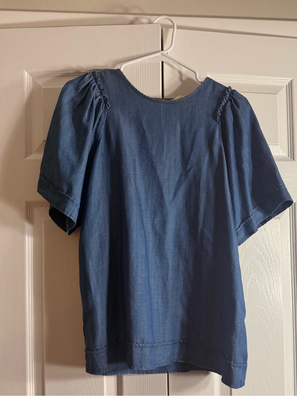 Women’s Loft- Short-Sleeve Chambray Top - Blue